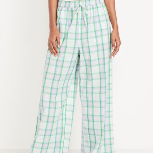 Poplin Wide-Leg Pajama Pants