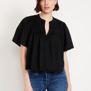 Flutter-Sleeve Swiss Dot Top