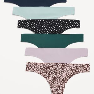 Low-Rise No-Show Thong Underwear 6-Pack