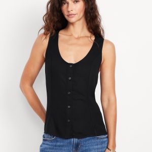 Button-Down Crepe Tank Top