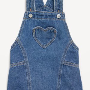 Heart-Pocket Jean Skirtall Dress for Baby
