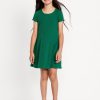Short-Sleeve Ribbed Fit and Flare Dress for Girls