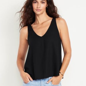 Sleeveless V-Neck Crepe Top