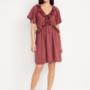 Satin Ruffle Mini Dress