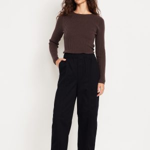 High-Waisted Barrel Ankle Pants