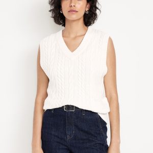 Wool-Blend Cable-Knit Vest