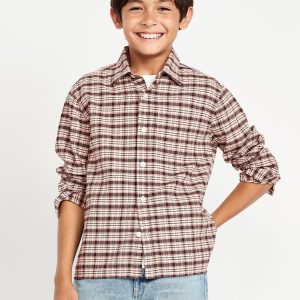 Long-Sleeve Textured Plaid Pocket Shirt for Boys
