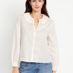 Ruffle Button-Down Shirt