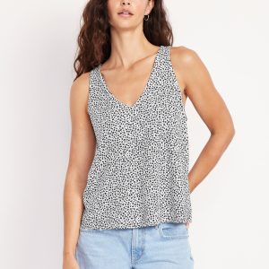 Sleeveless V-Neck Crepe Top