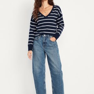 High-Waisted Barrel Ankle Jeans
