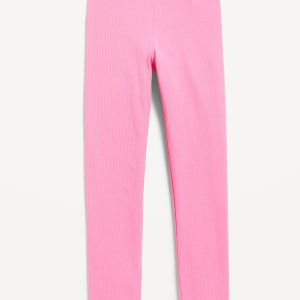 High-Waisted Lettuce Edge Rib-Knit Leggings for Girls