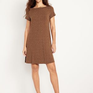 Short-Sleeve Mini Swing Dress