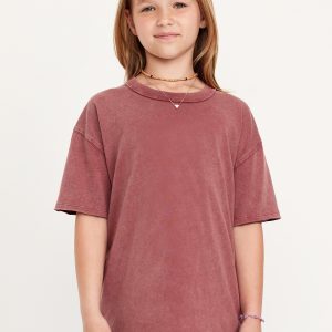 Oversized Short-Sleeve Raw-Edge T-Shirt for Girls
