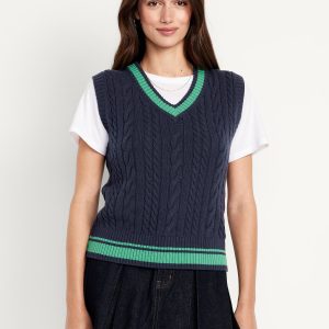 Wool-Blend Cable-Knit Vest