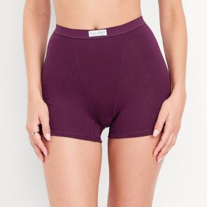 High-Waisted Ribbed Boyshort Briefs -- 3-inch inseam