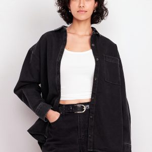 Denim Button-Down Boyfriend Shirt