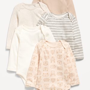Unisex Long-Sleeve Bodysuit 5-Pack for Baby