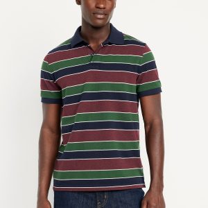 Classic Fit Striped Pique Polo