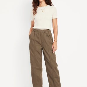 High-Waisted Barrel Ankle Pants