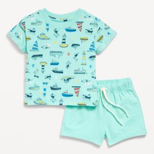 Short-Sleeve Graphic T-Shirt and Shorts Set for Baby
