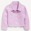 Cropped Twill Flower-Back Jacket for Toddler Girls