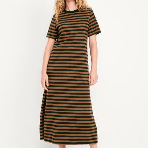 Vintage Crew-Neck Maxi T-Shirt Dress
