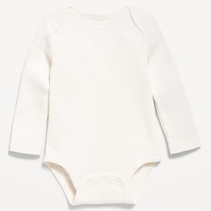 Unisex Long-Sleeve Ribbed Bodysuit for Baby