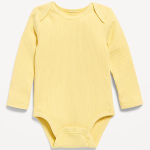 Unisex Long-Sleeve Ribbed Bodysuit for Baby