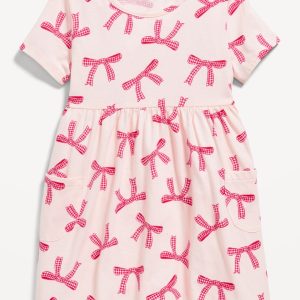 Printed Jersey-Knit Short-Sleeve Dress for Toddler Girls