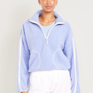 Loose Sherpa Quarter-Zip Pullover