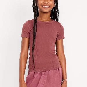 Fitted Seamless Ribbed Performance Top for Girls