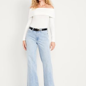 Mid-Rise Loose Boot-Cut Jeans