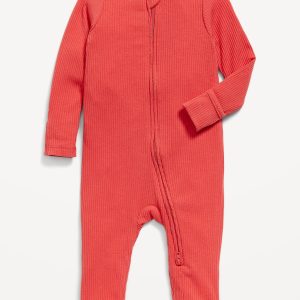 2-Way-Zip Sleep & Play Ribbed Footed One-Piece for Baby