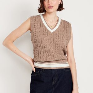 Wool-Blend Cable-Knit Vest