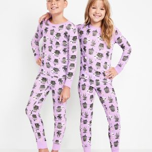Gender-Neutral Snug-Fit Graphic Pajama Set for Kids