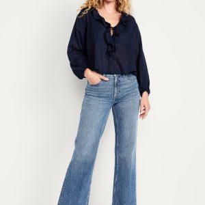 Mid-Rise Loose Boot-Cut Jeans