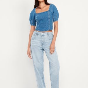 Mid-Rise Slouchy Straight Jeans