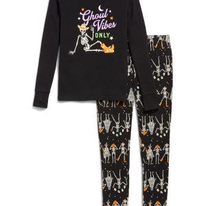 Gender-Neutral Snug-Fit Graphic Pajama Set for Kids
