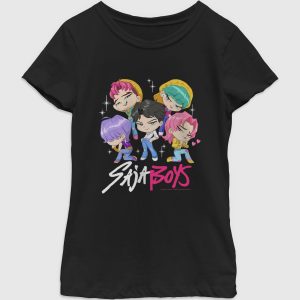 K-Pop Demon Hunters Saja Boys Chibi Group Graphic T-Shirt For Girls